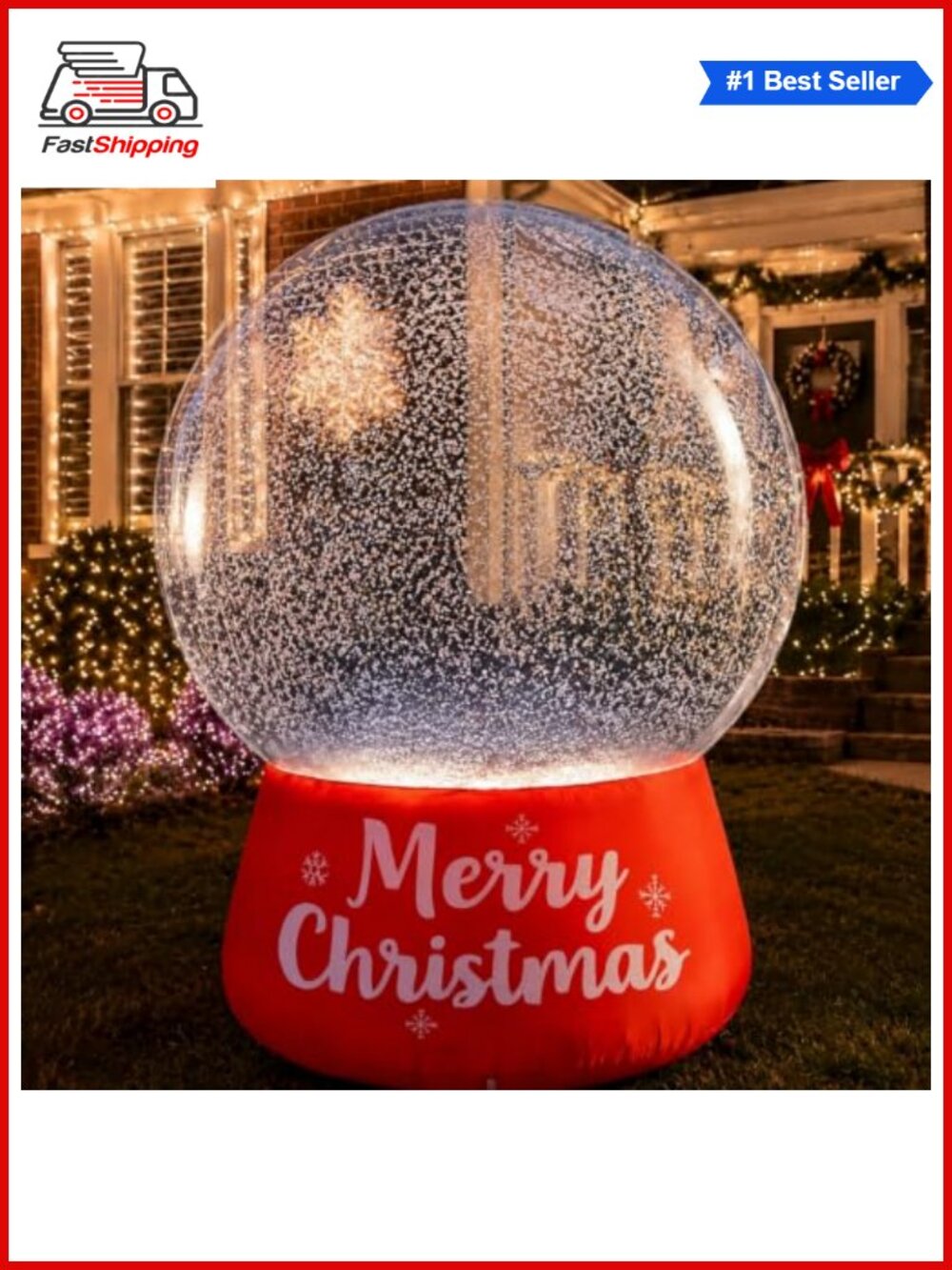 🎅 Giant 6.56 ft Inflatable Christmas Snow Globe Outdoor Yard Decor
